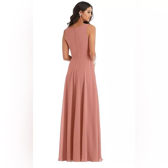 New After Six Women's Deep V-Neck Chiffon Maxi Dress Size 8R - Picture 3 of 5